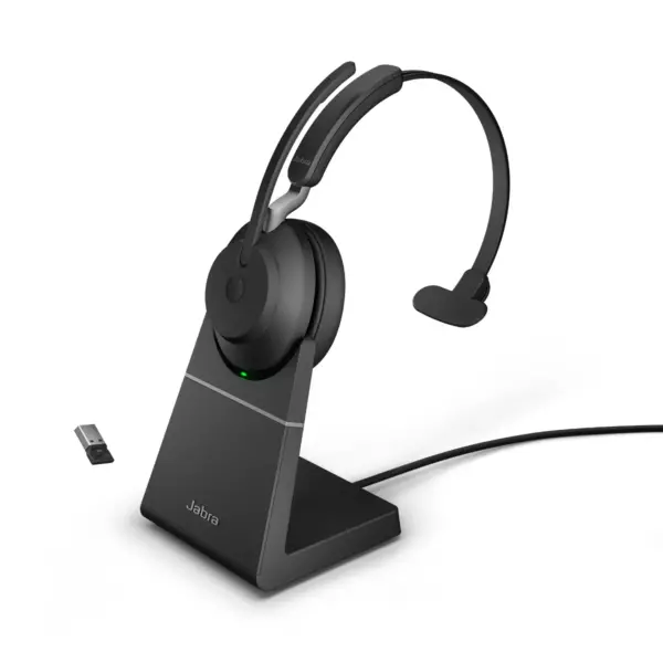 Jabra Evolve2 65 USB-A UC Mono with Charging Stand - Black Wireless Headset / Music Headphones