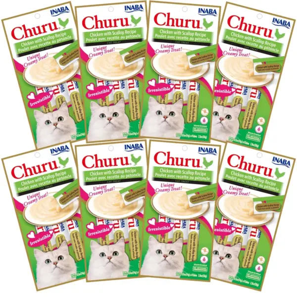 Inaba Churu Grain Free Wet Cat Food Treat Chicken with Scallop Recipe Cat Treats - 0.5oz/32ct Pack