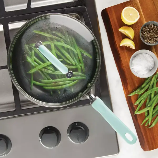 Rachael Ray Create Delicious 10.25" Hard Anodized Aluminum Nonstick Deep Fry Pan w/ Lid Blue Handles