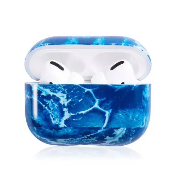 Insten Marble Case for Airpods Pro, Glossy Pattern Soft TPU Skin Cover Charging Case, Sea Blue