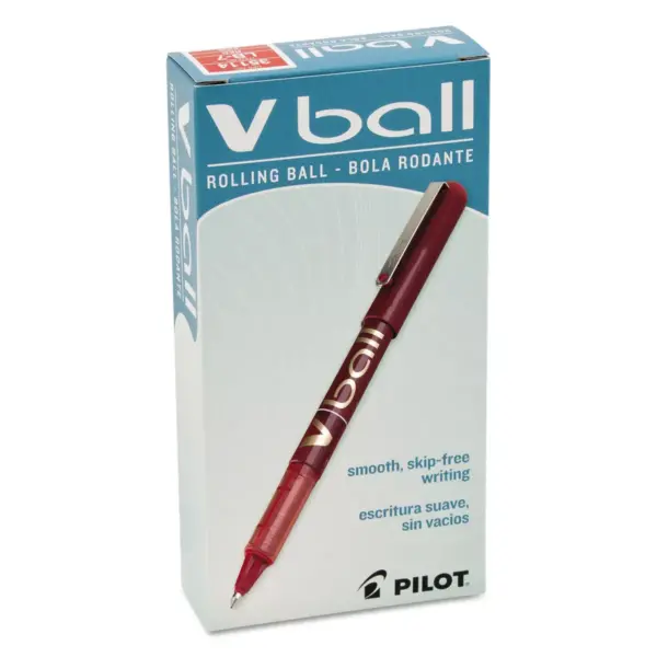 Pilot VBall Liquid Ink Roller Ball Stick Pen Red Ink .7mm Dozen 35114