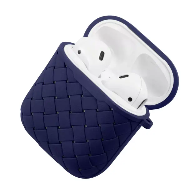 Insten Weave Shape Case For AirPods 1 & 2, Soft TPU Skin Cover with Carabiner, Blue