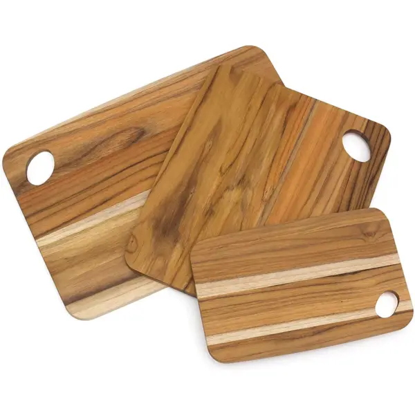 Lipper International Multi Size Small, Medium, and Large Versatile Home Carving/Cutting Boards, Set of 3, Teak Wood