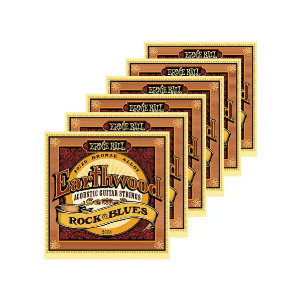 Ernie Ball 2008 Earthwood 80/20 Bronze Rock and Blues Acoustic Guitar Strings 6 Pack