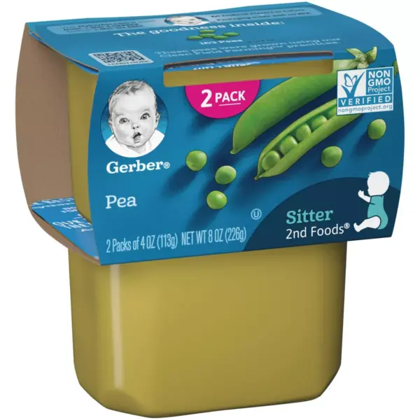 Gerber Sitter 2nd Foods Pea Baby Meals Tubs - 2ct/4oz Each