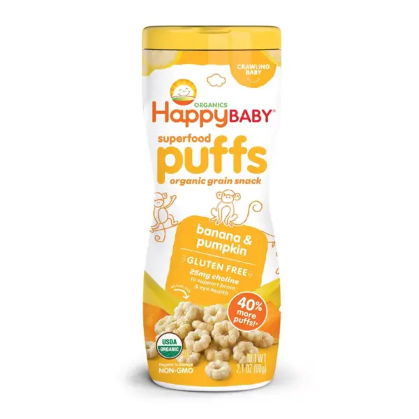 HappyBaby Banana & Pumpkin Superfood Baby Puffs - 2.1oz