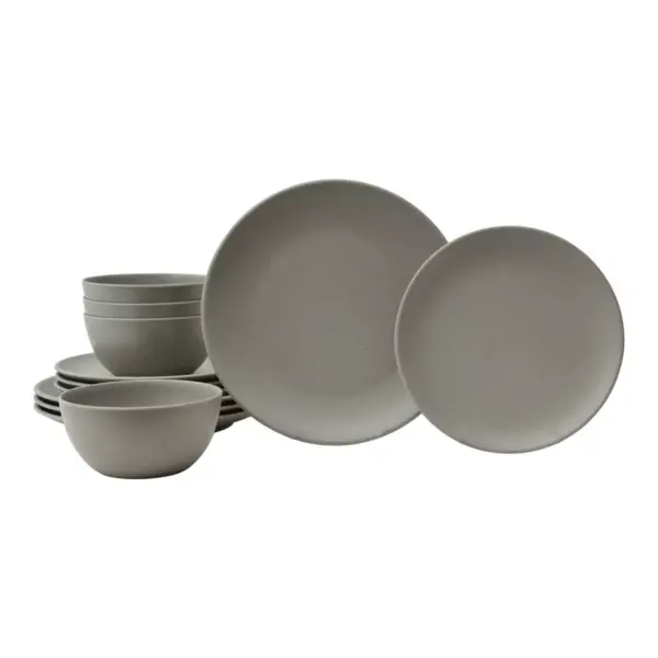 12pc Melamine Bryce Dinnerware Set Gray - 222 Fifth