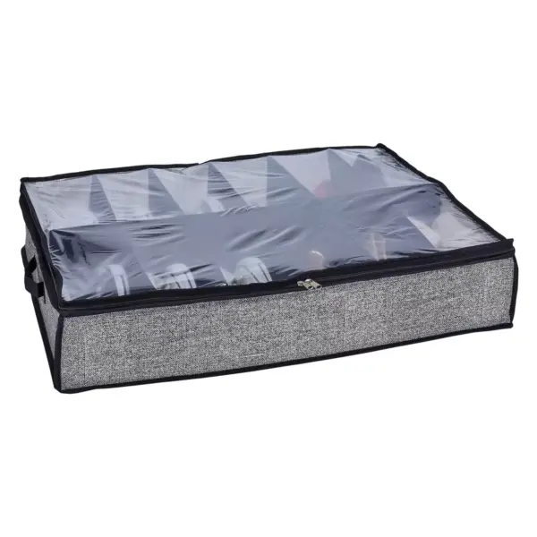 Simplify 12 Pair Under the Bed Shoe Storage Box Black