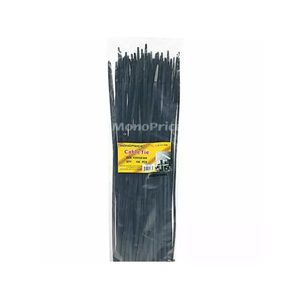 Monoprice 14-inch Cable Tie, 100pcs/Pack, 50 lbs Max Weight - Black