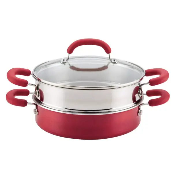 Rachael Ray Create Delicious 3qt Covered Sauteuse & Steamer Red