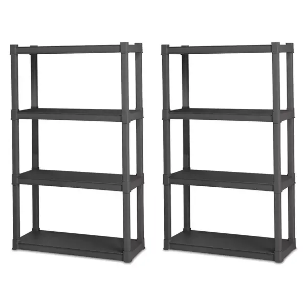 Sterilite 4 Shelf Durable Solid Gray Surface Shelving Unit, 2 Pack | 01643V01