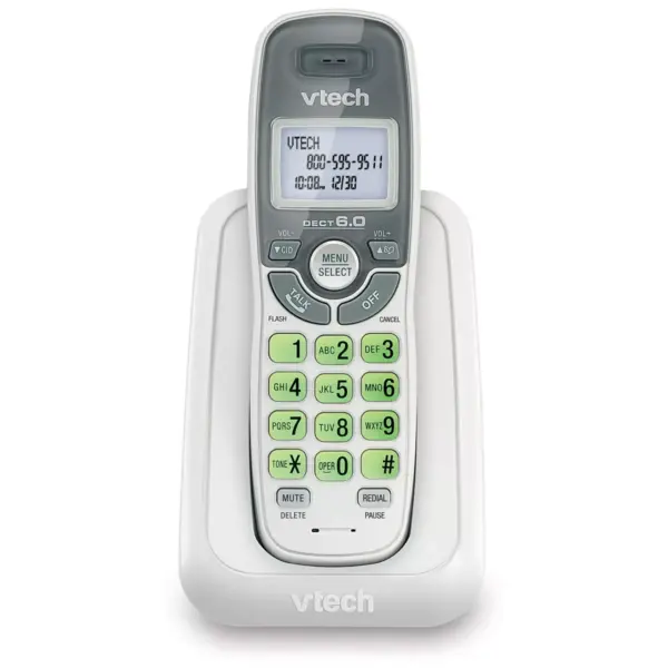 VTech CS6114 DECT 6.0 Cordless Phone with Caller ID/Call Waiting, 1 Handset - White