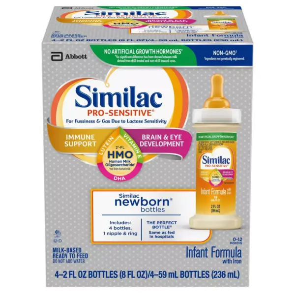 Similac Pro-Sensitive Non-GMO Infant Formula with Iron Bottles - 4ct/2 fl oz Each