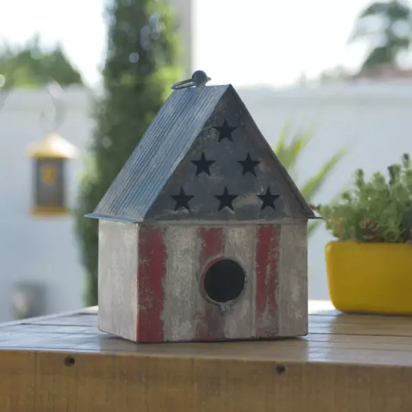 Alpine 10" Vintage Patriotic Iron Birdhouse