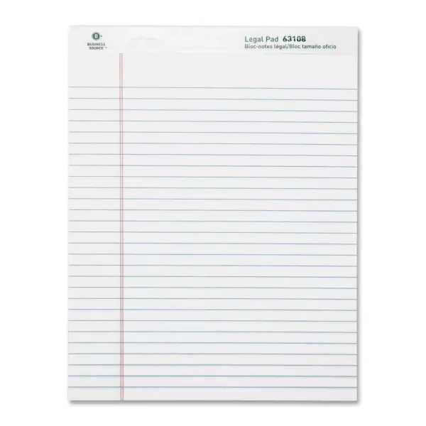 Business Source Legal Pads Legal Ruled 50 Sht 8-1/2"x11-3/4" 12Pack WE 63108