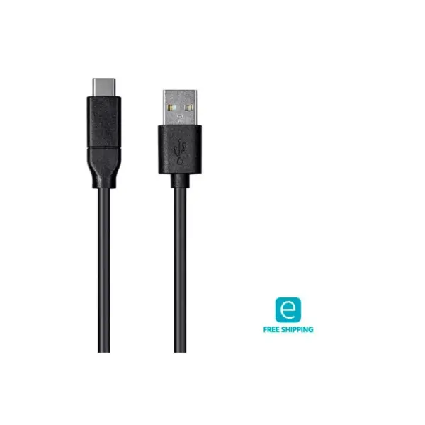 Monoprice USB & Lightning Cable - 0.5 Meter - Black | USB-C to USB-A, 3A, 480 Mbps, use with Samsung Galaxy S9 S8 Note 8, Pixel, LG V30 G6 G5,