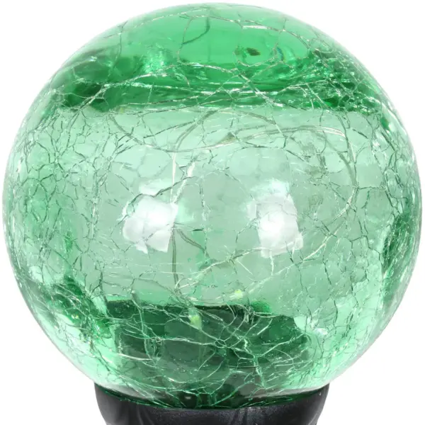 29.5" Crackle Glass Solar Ball and Bead Stake Green - Exhart