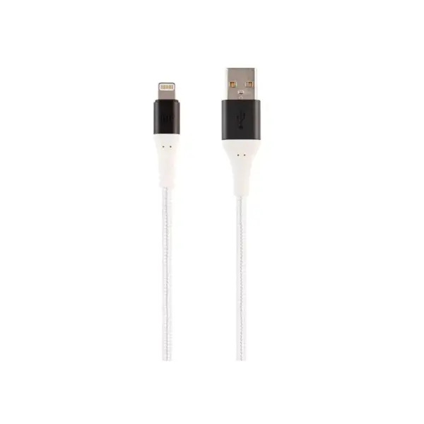 Monoprice Apple MFi Certified Lightning to USB Type-A Charge and Sync Cable - 6ft - White, Kevlar-Reinforced Nylon-Braid, Durable - AtlasFlex Series