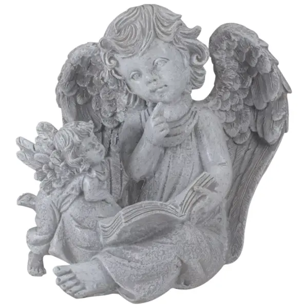 Northlight 8.25" Gray Sitting Cherub Angels with Book Outdoor Patio Garden Statue