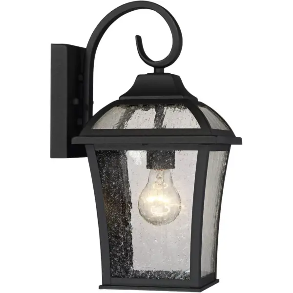 John Timberland Traditional Outdoor Wall Lights Fixture Set of 2 Carriage Style Textured Black 15" Clear Seedy Glass for House