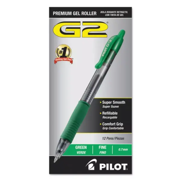 Pilot 12ct G2 Retractable Gel Ink Fine Point 0.7mm Green