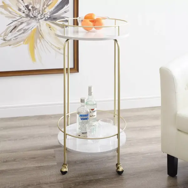 Faux Marble Modern Bar Cart White Marble - Saracina Home