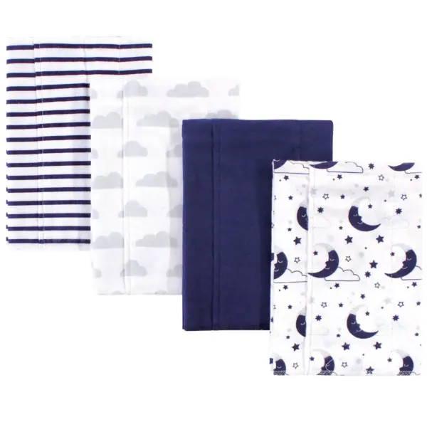 Hudson Baby Infant Cotton Flannel Burp Cloths 4pk, Moon, One Size