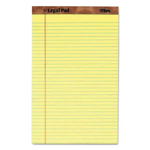 Tops The Legal Pad Ruled Perf Pad Legal/Wide 8 1/2 x 14 Canary 50 Sheets Dozen 7572