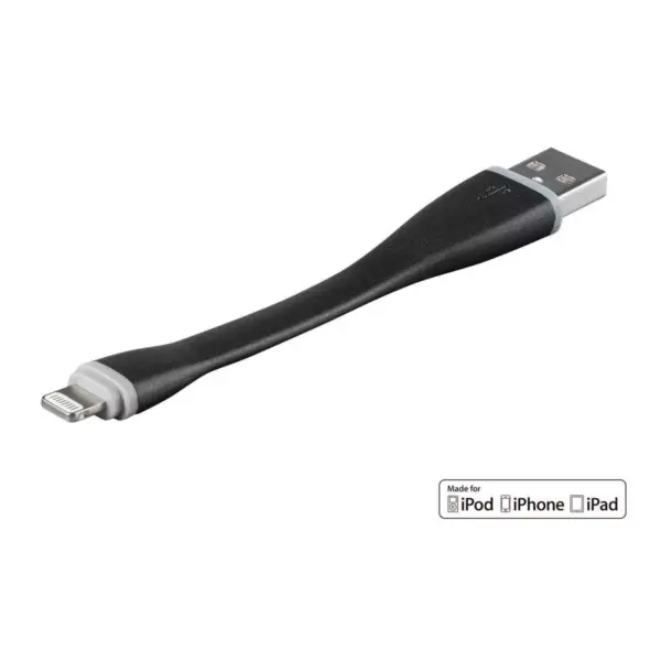 Monoprice USB & Lightning Cable - 0.35 Feet - Black | Short Length Apple MFi Certified Lightning to USB Charge & Sync Cable, iPhone X 8 8 Plus 7 7