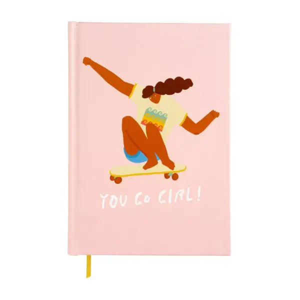 You Go Girl Lined Journal Pink Skateboard - X & O Paper Goods