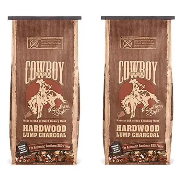 Cowboy 18 Pound Bag of Southern Style Hardwood Lump BBQ Charcoal for Outdoor Cooking Grills and Smokers (2 Pack)