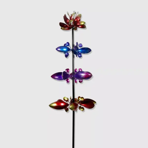 76" Kinetic Garden Stake With 4 Metal Floral Spinner - Exhart