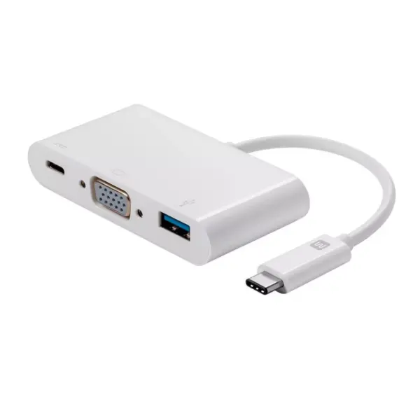 Monoprice USB-C VGA Multiport Adapter - White, With USB 3.0 Connectivity & Mirror Display Resolutions Up To 1080p @ 60hz - Select Series