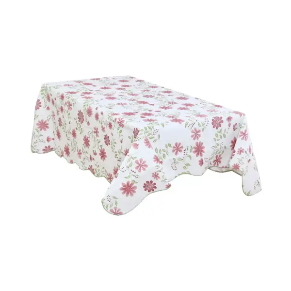 41"x60" Rectangle Vinyl Water Oil Resistant Printed Tablecloths Red Nine-petals Flower - PiccoCasa