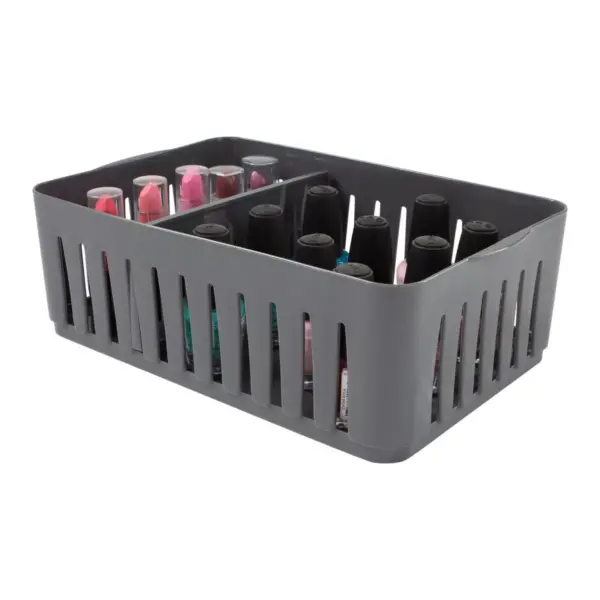 Simplify Stackable Organizer Bin with Adjustable Dividers Gray