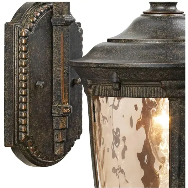 John Timberland Outdoor Wall Light Fixture Bronze 16 1/2" Hammered Glass Sconce for House Deck Patio Porch