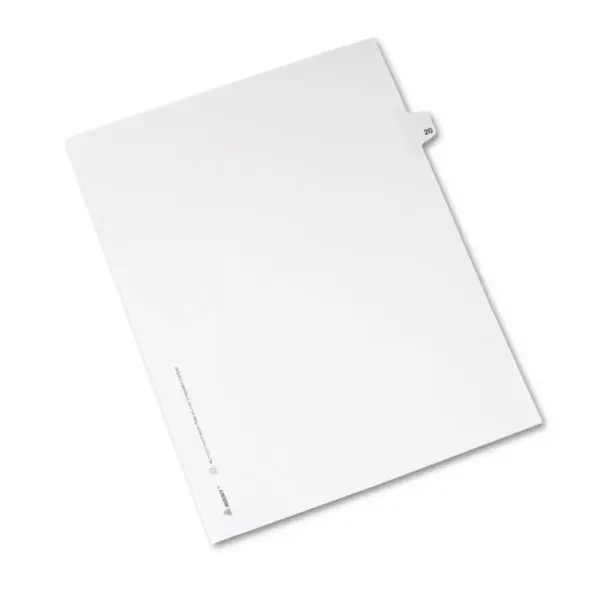 Avery-Style Legal Exhibit Side Tab Divider Title: 20 Letter White 25/Pack 01020