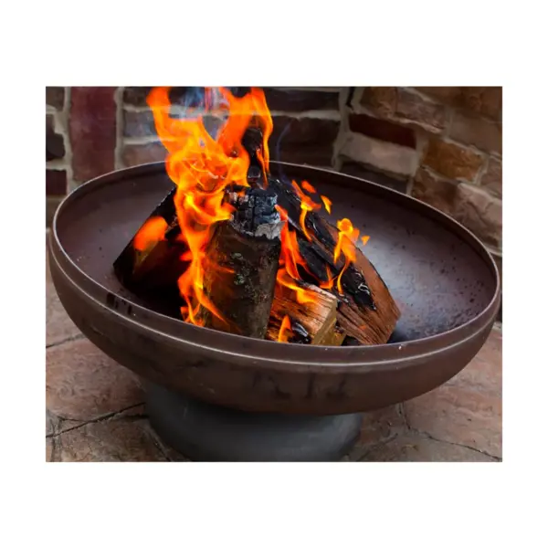 Ohio Flame Patriot 30-Inch Round 3/8-Inch Thick Solid Carbon Steel Wood-Burning Outdoor Backyard Fire Bowl Pit with Center Drainage Hole, Silver