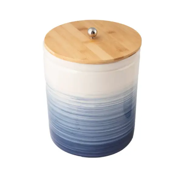 Ceramic Large Ombre Canister with Wood Lid Blue - Thirstystone