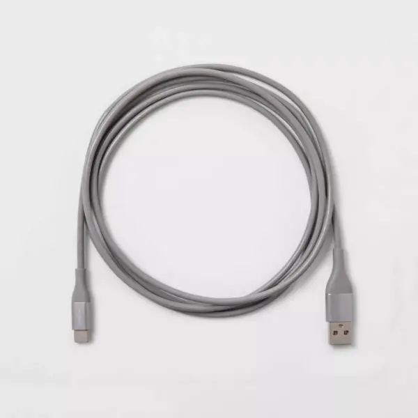 heyday™ 6' USB-C to USB-A Round Cable - Cool Gray/Silver