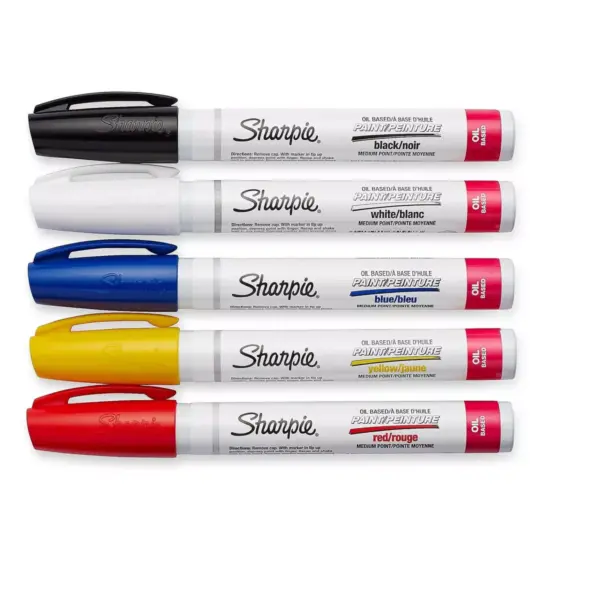 Paint Sharpie Oil Base Medium Point 5/PK AST 34971PP