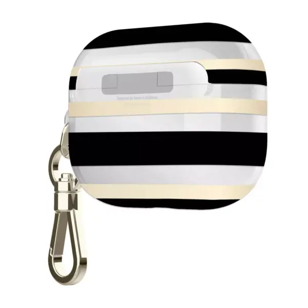 Kate Spade New York AirPods Pro Case - Oceanside Stripe Black/Gold Foil/Clear