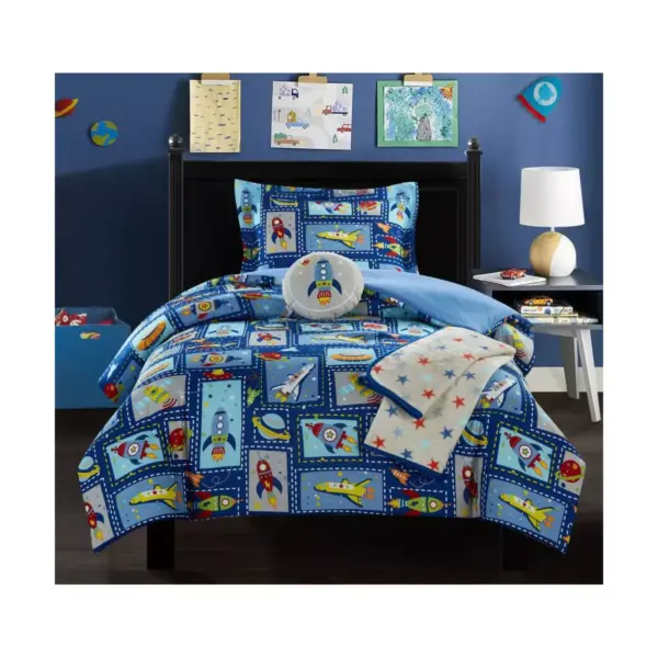 4pc Twin Booster Comforter Set Blue - Chic Home Design