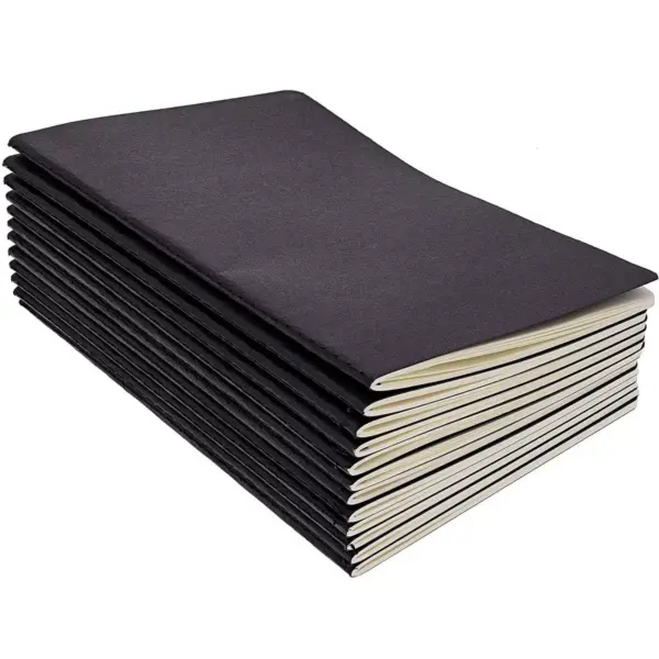 Paper Junkie 12-Pack Journal Bulk, Black Kraft Paper Cover Lined Notebook, A5 Sized, 5.5" x 8.5", 30-Sheet Each