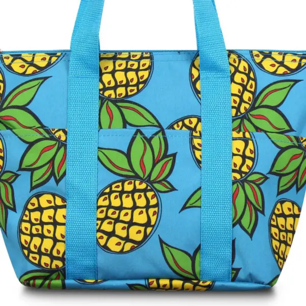 Zodaca Women Fashion Large Insulated Zip Top Closure Picnic Lunch Tote Double Handles Carry Bag - Pineapple