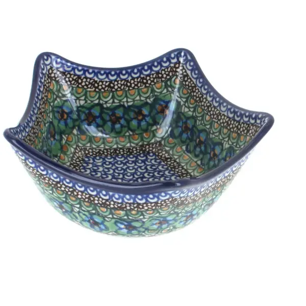 Blue Rose Polish Pottery Mardi Gras Five Point Bowl