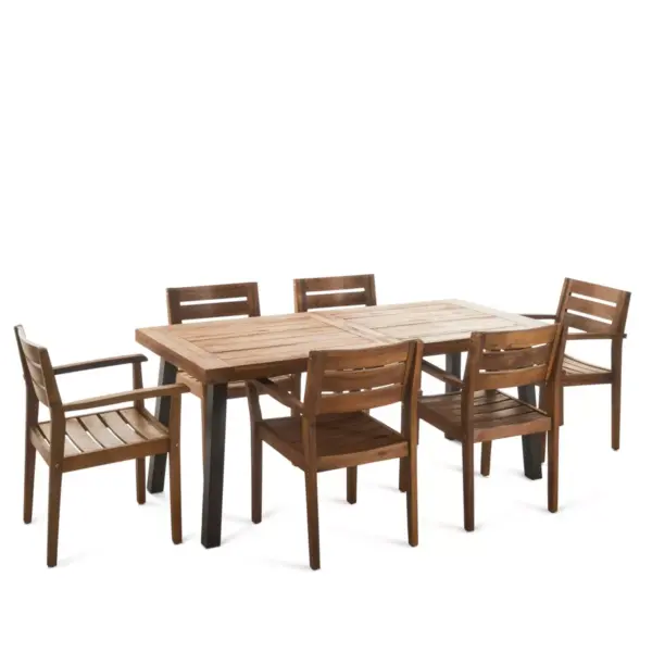 Avon 7pc Acacia Wood Dining Set - Teak - Christopher Knight Home