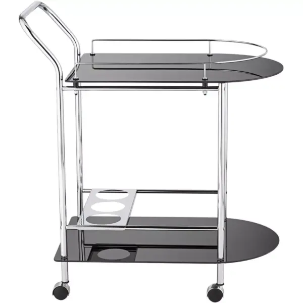 Studio 55D Finn 28 1/2" Wide Black Glass - Chrome Rolling Serving Cart