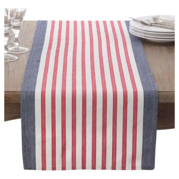 16"x72" American Flag Table Runner Navy Blue - Saro Lifestyle