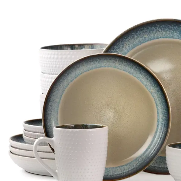 16pc Stoneware Blue Sugar Dinnerware Set - Elama